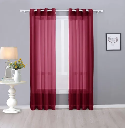 Vista 10 de Interior Trends Ariana - Juego de 2 cortinas de gasa transparente totalmente cosida con ojales (63 pulgadas de largo, beige)