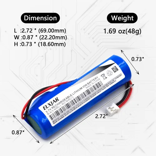Vista 2 de Paquete de 5 baterías de iones de litio de 3.7 V 2600 mAh con conector PH2.0 2P para linternas, juguetes, electrónica, iluminación Bluetooth