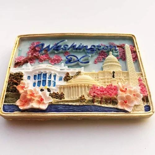 Vista 2 de Washington DC USA - Imán de nevera 3D hecho a mano, resina magnética, decoración del hogar, cocina, colección de imanes para nevera de Washington