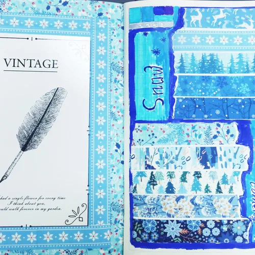 Vista 8 de YUBBAEX - Juego de 10 rollos de cinta Washi Four Seasons, cinta adhesiva decorativa de copos de nieve azules (Invierno)