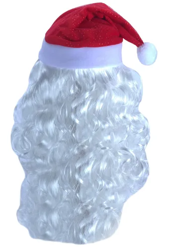 Vista 3 de Angelaicos Santa Claus peluca barba sombrero gafas regalo Navidad larga peluca blanca 4 piezas