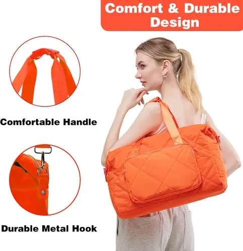 Vista 6 de Tinzonc Bolsa deportiva de gimnasio para mujer, bolsa de lona de viaje, bolsa de hombro para mujeres y niñas, viajes, gimnasio, yoga, escuela