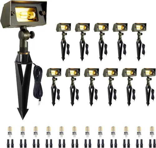Vista 36 de Gardenreet Luz de Inundación de Latón Sólido - Iluminación de Lavado de Pared LED de Bajo Voltaje para Paisaje 12V, Impermeable IP65 para Exterior