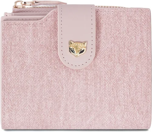 Vista 11 de FOXLOVER Cartera pequeña de piel suave para mujer, con bloqueo RFID, bolsillo con cremallera, tarjetero, con ventana de identificación