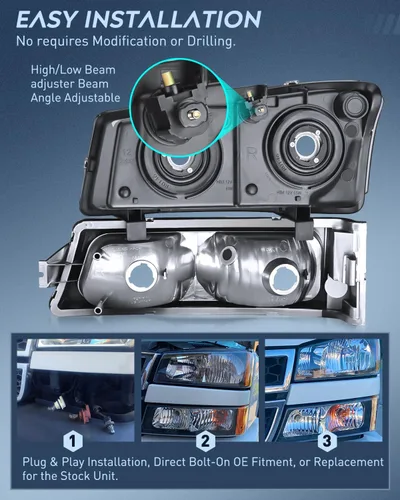 Vista 7 de Faros delanteros Nilight Silverado 2003-2006