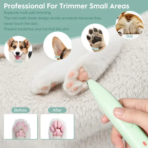 Vista 2 de Cortapelos para perros, para aseo, recortadora de patas de perro, mini recortadora para perros, recargable, bajo ruido para recortar el pelo