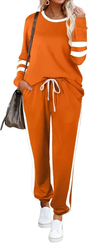 Vista 133 de Aloodor conjunto deportivo de 2 piezas para mujer, con sudadera con cuello redondo, sin botones