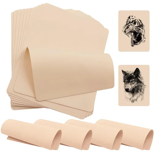 Vista 8 de 5 piezas de piel falsa de 0.118 pulgadas - Piel de tatuaje de doble cara para practicar tatuajes, piel falsa para principiantes y artistas