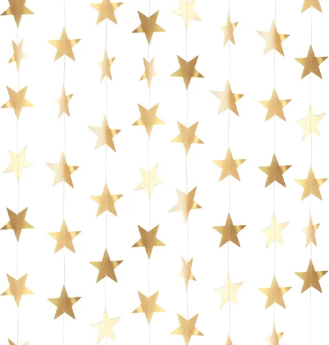Vista 24 de Patelai Guirnalda de estrellas con purpurina 2026, decoración de graduación de 130 pies, pancarta colgante de estrella para fiesta, cumpleaños