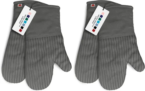 Vista 10 de Guantes de horno resistentes al calor - Juego de 2 guantes de cocina de silicona, gris