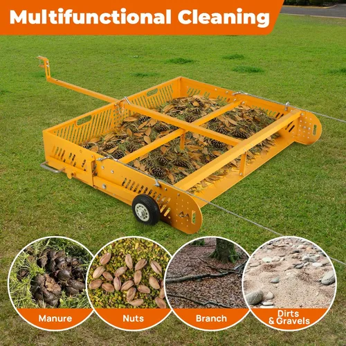Vista 5 de POPMOON 2-in-1 Horse Manure Scoop Tow Behind Trailer Horse Paddock Cleaner