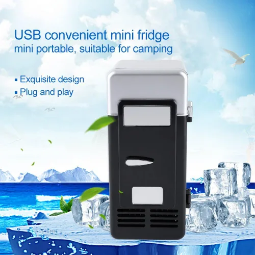 Vista 3 de TOPINCN Mini refrigerador USB refrigerador latas de bebidas refrigerador y calentador para oficina, escritorio, hotel, hogar, automóvil (negro)