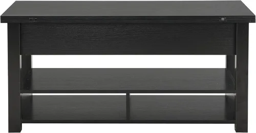 Vista 9 de Mesa auxiliar elevable, mesa auxiliar multifuncional con estantes abiertos, mesa de comedor moderna para sala de estar, oficina en casa (negro #004)