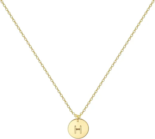 Vista 18 de Collar personalizado con inicial, chapado en oro de 18 quilates, de acero inoxidable, con dije de moneda, collar con dije de letra memorable