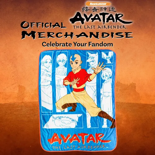 Vista 6 de Silver Buffalo Avatar The Last Airbender With Aang, Zuko, Katara, Sokka Wolf, Toph Beifong, Appa y Momo - Manta de forro polar de 45 x 60 pulgadas