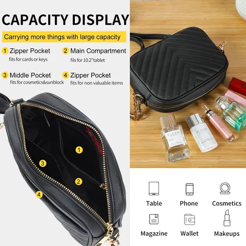 Vista 3 de CUTEGW Bolsos cruzados acolchados para mujer, bolso cruzado pequeño, bolso de hombro ligero con correa ajustable