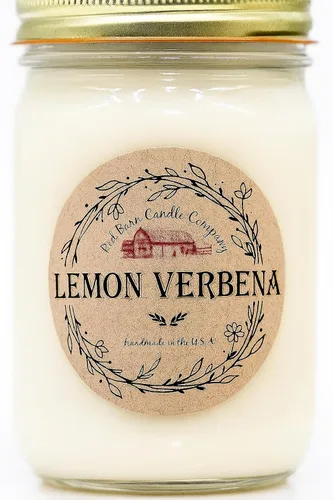 Vista 10 de Velas en tarro de granero rojo de 12 oz (flor de algodón)
