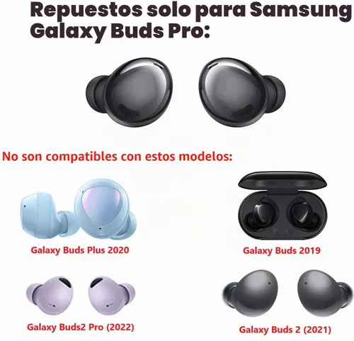 Vista 2 de Samsung Galaxy Buds Pro - Auriculares de goma de repuesto, 6 pares pequeños, medianos y grandes (negro)