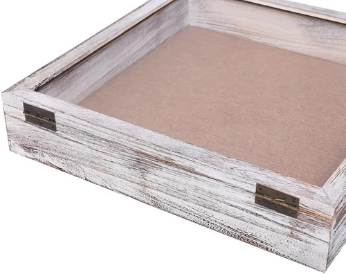 Vista 6 de Caja de sombra de 18 x 18 x 4, profundidad exterior de 4 pulgadas, cajas de sombra extra profundas para fotos, fotos y recuerdos (blanco envejecido)