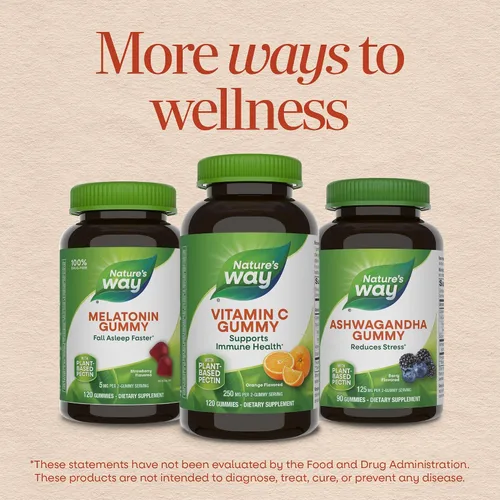 Vista 8 de Nature's Way - Gomitas de vitamina C para apoyo inmunológico*, sabor a naranja, 250 mg, 120 gomitas