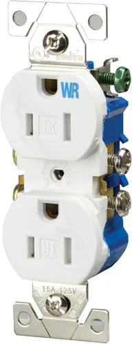 Vista 3 de Eaton TWR270V Receptáculo dúplex resistente a manipulaciones y a la intemperie, 15 amperios, 2 polos, 3 cables, 125 voltios, color marfil