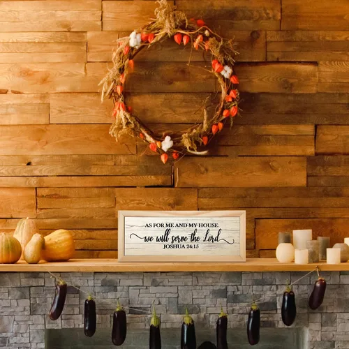 Vista 6 de Jetec Placas de pared de versículos bíblicos de granja, "En cuanto a mí y mi casa, serviremos al Señor" Placa de madera para decoración de pared