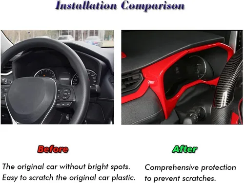 Vista 4 de Marco de tablero de consola central de ABS, cubierta de instrumentos, accesorios de decoración interior para Toyota RAV4 2019 2020 2021 2022 2023