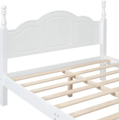 Vista 9 de SOFTSEA Marco de cama de tamaño matrimonial con cabecero alto y estribo, plataforma de madera