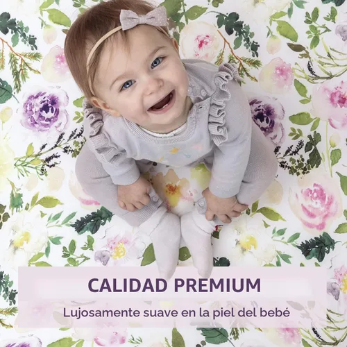 Vista 2 de Pobibaby Paquete de 2 sábanas bajeras para cuna para niñas, juego de sábanas de mezcla de algodón de primera calidad, suaves y transpirables