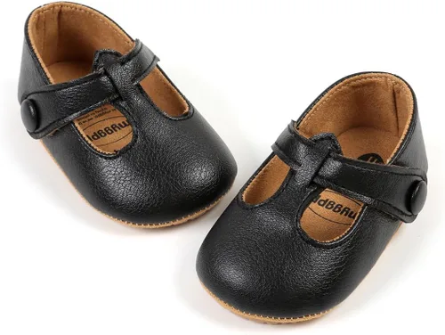 Vista 3 de COSANKIM Zapatos Mary Jane para bebé y niña, suela suave, con lazo, princesa, boda, antideslizantes, para bebé, para primera caminata, zapatos