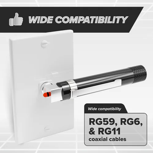 Vista 3 de Probador de continuidad de bolsillo coaxial (coaxial) (trazador) con tóner de voltaje (sonido) y paquete de conectores de barril, para prueba