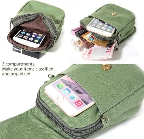 Vista 4 de Goodhan Bolsa cruzada de lona bordada para teléfono celular, monedero para mujer