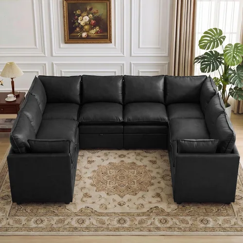 Vista 73 de Otomana cuadrada grande de 27 pulgadas con almacenamiento, reposapiés tapizado moderno con patas antideslizantes para sofá, mesa de café, sala