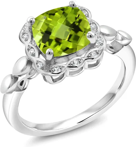 Vista 22 de Gem Stone King Anillo de compromiso de plata de ley 925 de 0.315 in con piedra natal y zafiro blanco creado Anillo de compromiso de boda