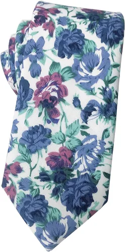 Vista 49 de Corbata de algodón floral para hombre, corbata delgada impresa de 2.56'' 01-Bean Pasta Rosa