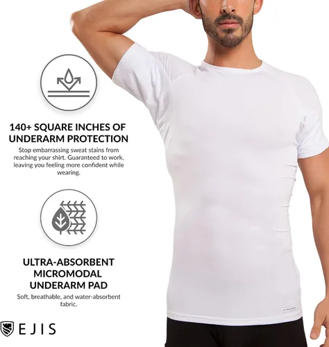 Vista 3 de Ejis Sudor Defense Undershirt Cuello Redondo A Prueba de Sudor en las Axilas Micro Modal
