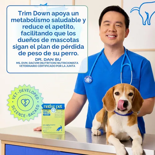Vista 4 de Native Pet GutWell Trim Down - Comida para perros para control de peso y suplemento para perder peso promueve sentimientos de plenitud, metabolismo