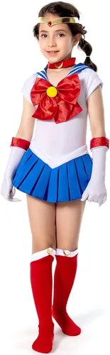 Vista 3 de Wolancy Sailor Moon Venus Júpiter - Disfraz de cosplay para mujer, falda Gilrs para Halloween, calcetines con lazo