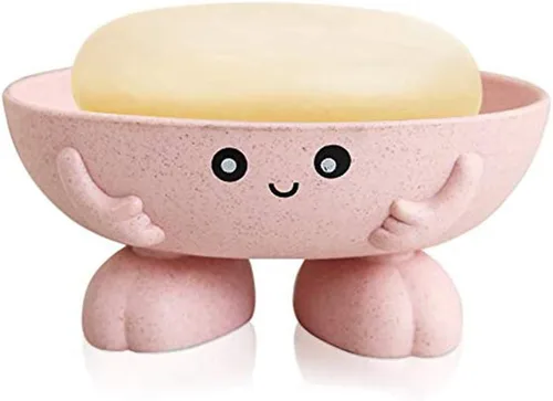 Vista 7 de Soporte para jabón, bonita caja de jabón de dibujos animados para baño y cocina, bañera, fregadero, diseño antideslizante, funda de jabón linda Azul