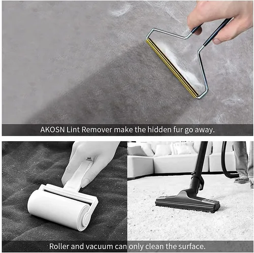 Vista 3 de Rodillo de pelusa; herramienta simplificada para eliminar pelusas; elimina pelos y pelos de gatos y perros de los muebles: alfombras, escaleras
