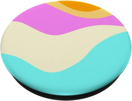 Vista 2 de Retro Waves Swirls Pastel Rainbow Wavy Stripes 70s Aesthetic PopSockets Adhesive PopGrip