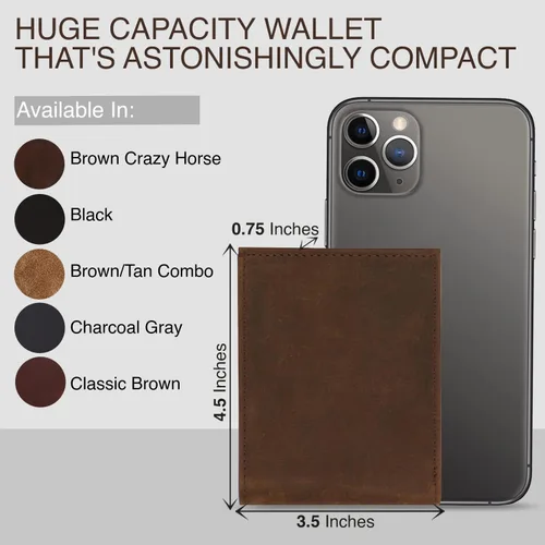 Vista 5 de NKPT - Cartera plegable de piel para hombre, alta capacidad RFID, cartera Rfid, talla única