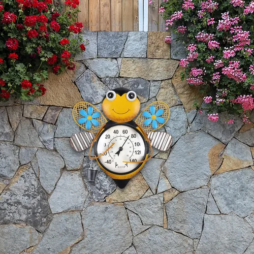 Vista 7 de Termómetro para exteriores, termómetro de abejas para patio, jardín Gran número montado en la pared, no necesita batería, impermeable