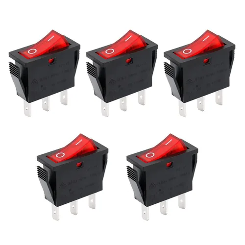 Vista 15 de Baomain - 1 paquete de interruptor basculante doble con luz roja, ON/Off DPDT de 6 pines, 16 A/250 V CA, 16 A/125 V CA, listado UR VDE