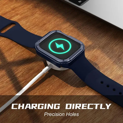 Vista 6 de Adepoy Paquete de 2 fundas resistentes compatibles con Apple Watch de 1.496 pulgadas Series 3/2/1 con protector de pantalla de vidrio templado