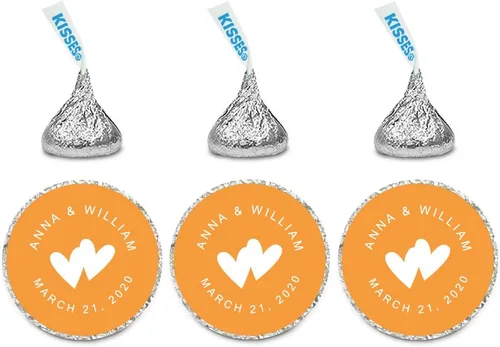 Vista 11 de Andaz Press Etiquetas personalizadas de gota de chocolate para boda, nombres y fecha redondos, turquesa aguamarina, paquete de 240, personalizadas