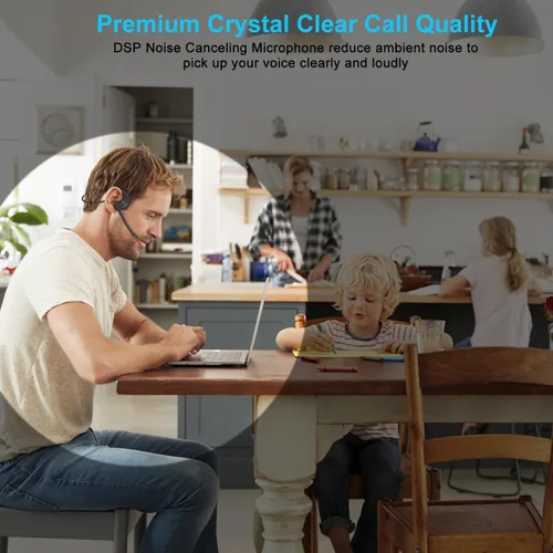 Vista 5 de iDIGMALL Auriculares Bluetooth 5.3 con micrófono desmontable magnético, auriculares inalámbricos de oído abierto con micrófono de cancelación