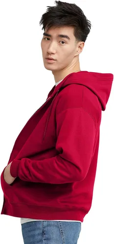 Vista 3 de Hanes - Sudadera EcoSmart con capucha y cremallera frontal hecha de una mezcla de algodón y vellón, de peso medio, para hombres