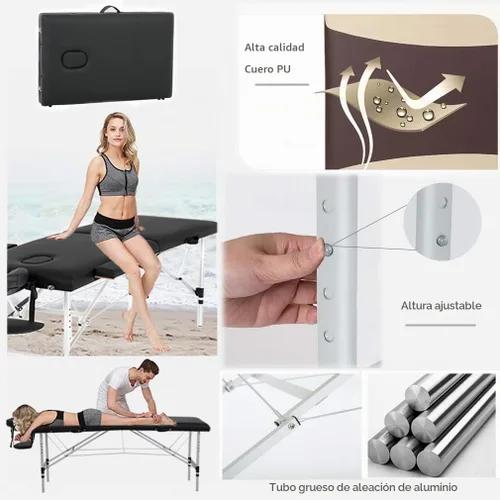 Vista 3 de PayLessHere Mesa de masaje, cama de masaje, cama de spa de 73 pulgadas, mesa de masaje de aluminio con funda de transporte para cara, altura