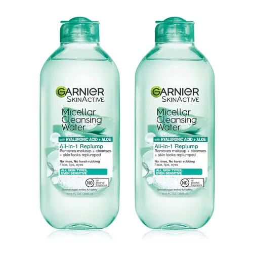 Vista 8 de Garnier Agua micelar con ácido hialurónico, limpiador facial y removedor de maquillaje, hidratante y relleno, para todo tipo de piel, vegano, libre